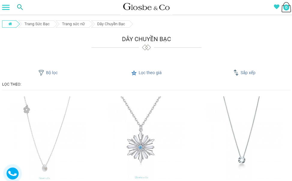 Glosbe Jewelry cung cấp dây chuyền bạc 925 thiết kế tinh xảo